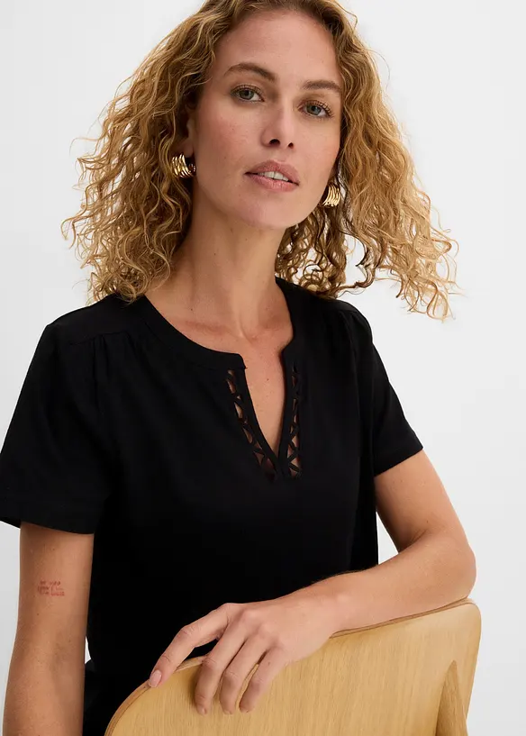 T-shirt &agrave; encolure originale, bonprix