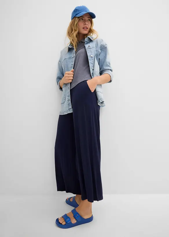 Pantalon fluide en jersey viscose, longueur 7/8, bonprix