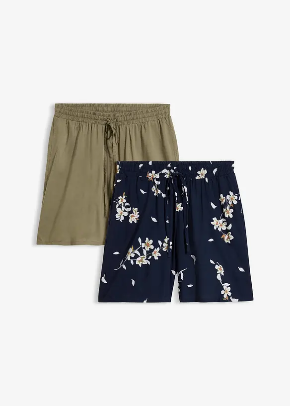 Viskose-Shorts mit Bindeg&uuml;rtel (2er Pack), bonprix