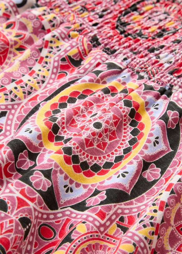 Weite Jersey-Culotte mit breitem Smockbund, 7/8-L&auml;nge, bonprix