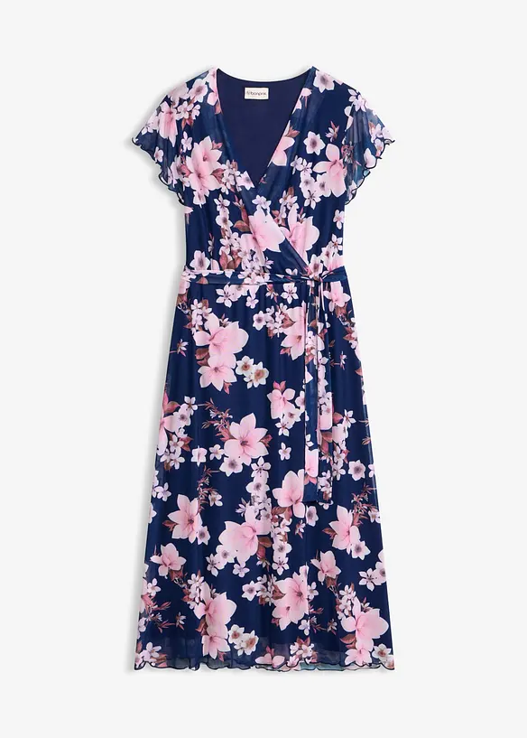 Robe midi imprim&eacute;e en mesh, bonprix