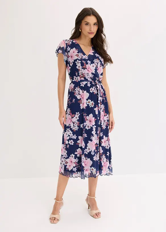 Robe midi imprim&eacute;e en mesh, bonprix