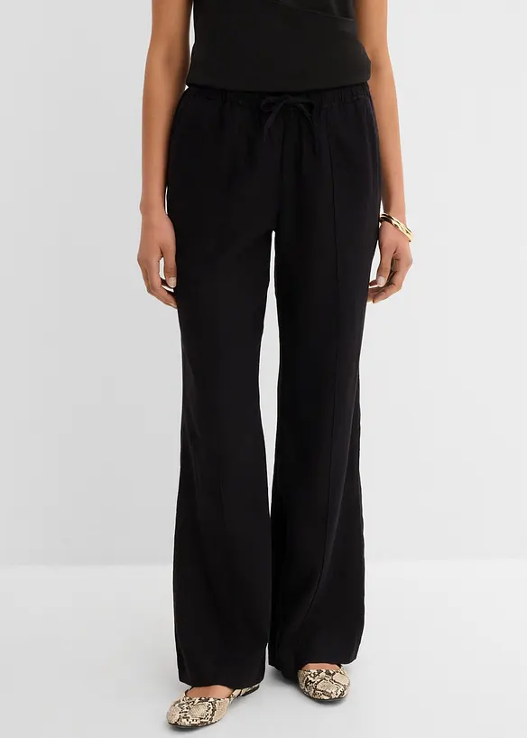 Pantalon palazzo l&eacute;ger en lin et viscose, bonprix