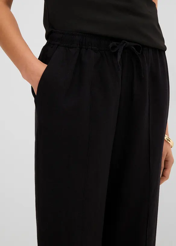 Pantalon palazzo l&eacute;ger en lin et viscose, bonprix