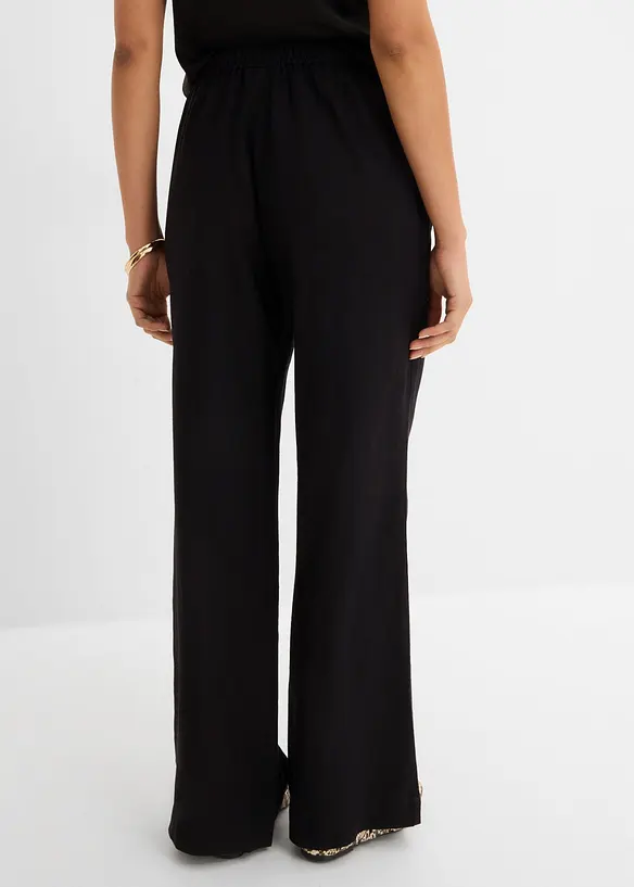 Pantalon palazzo l&eacute;ger en lin et viscose, bonprix