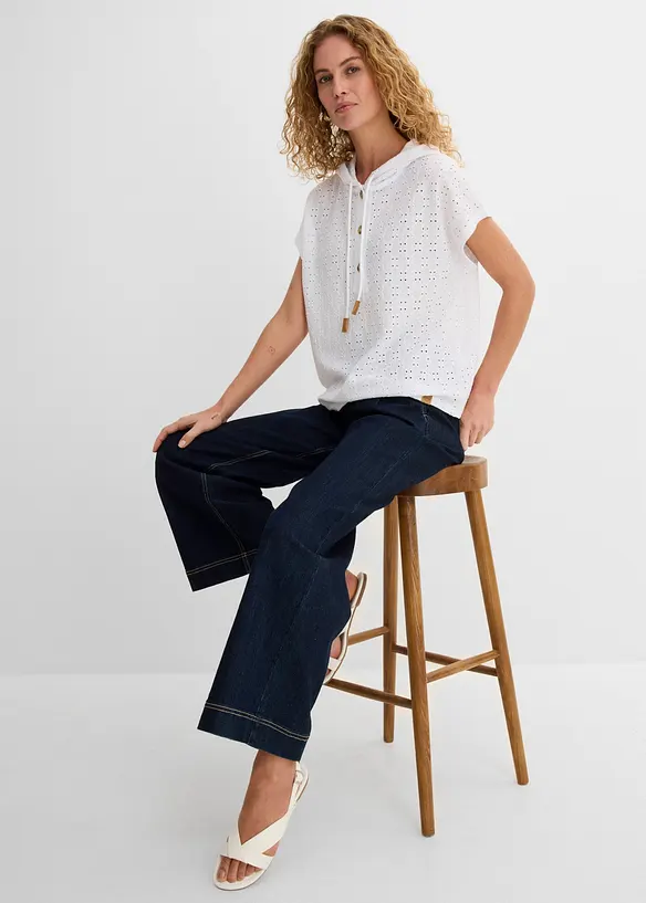 T-shirt col Henley &agrave; capuche, bonprix