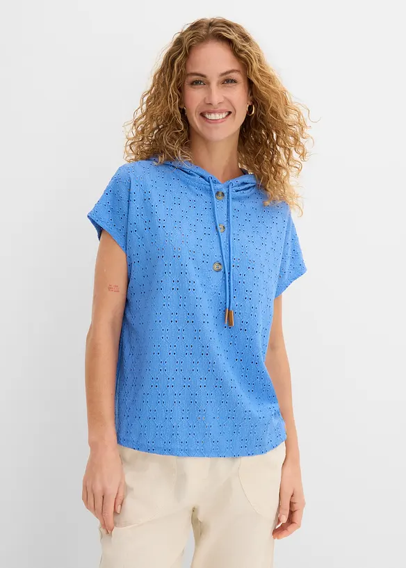 T-shirt col Henley &agrave; capuche, bonprix