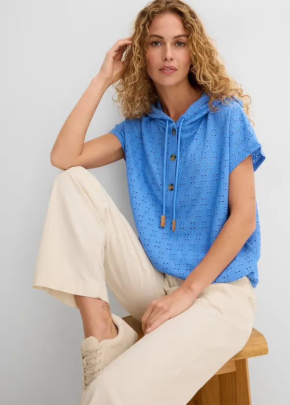 T-shirt col Henley &agrave; capuche, bonprix