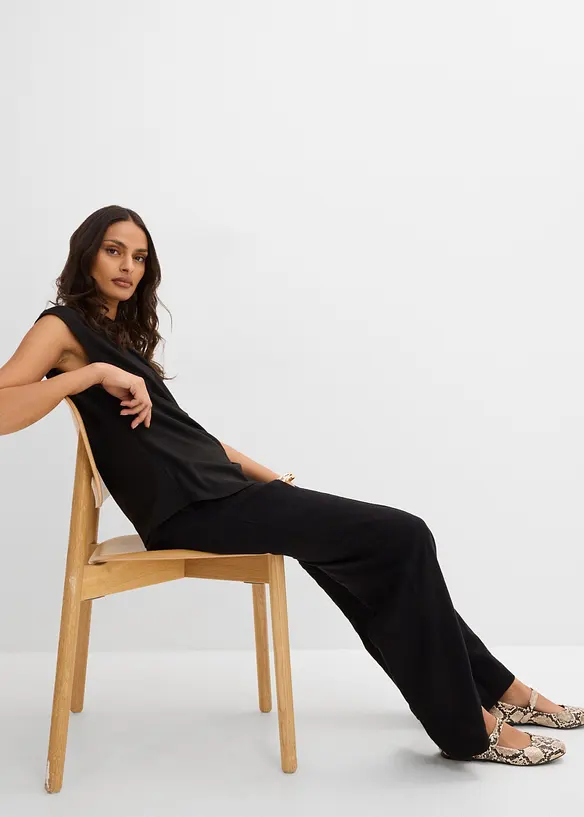 Pantalon palazzo l&eacute;ger en lin et viscose, bonprix