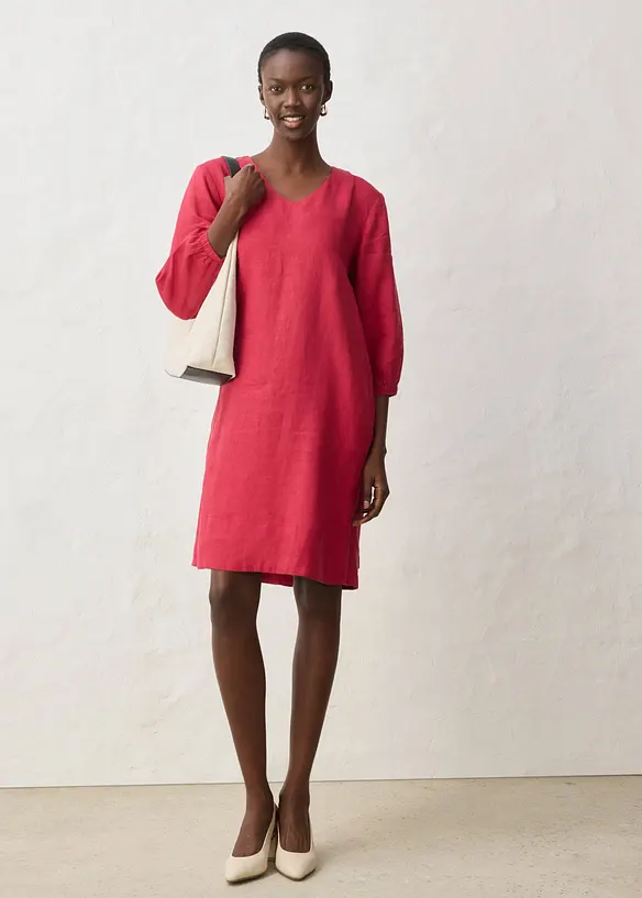 Robe 100&nbsp;% lin, manches 3/4, bonprix