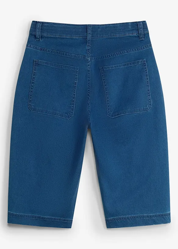 Bermuda long et loose en jean &agrave; taille r&eacute;glable, bonprix