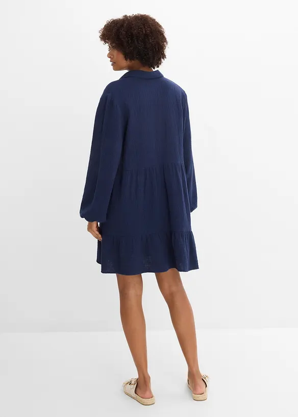 Kurzes Stufen-Kleid aus Musselin, bonprix