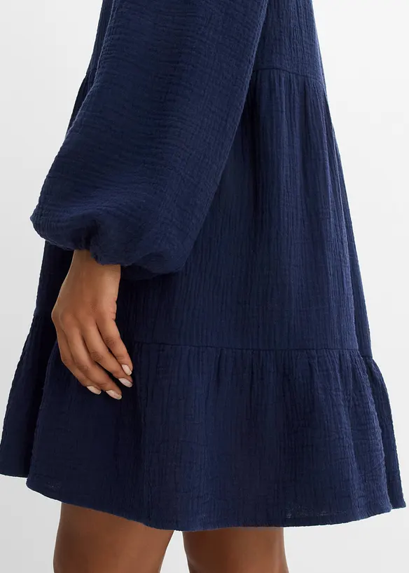 Kurzes Stufen-Kleid aus Musselin, bonprix