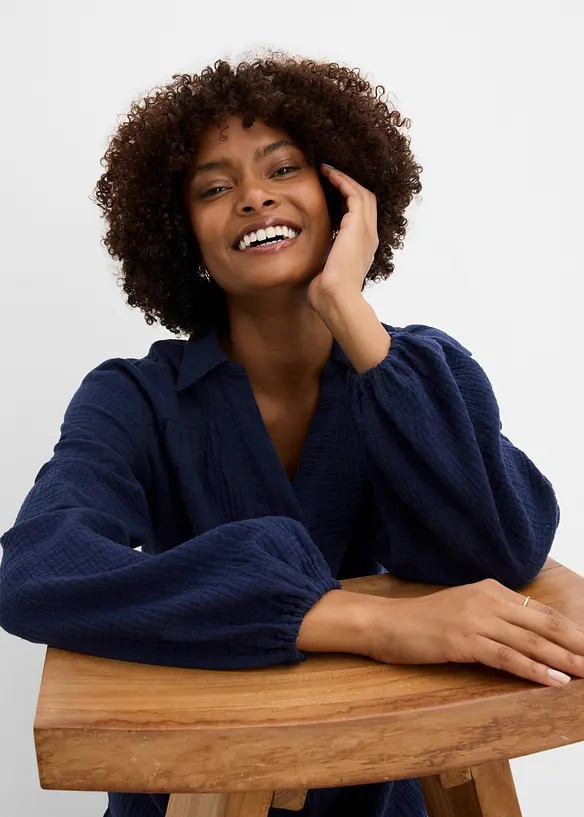 Kurzes Stufen-Kleid aus Musselin, bonprix