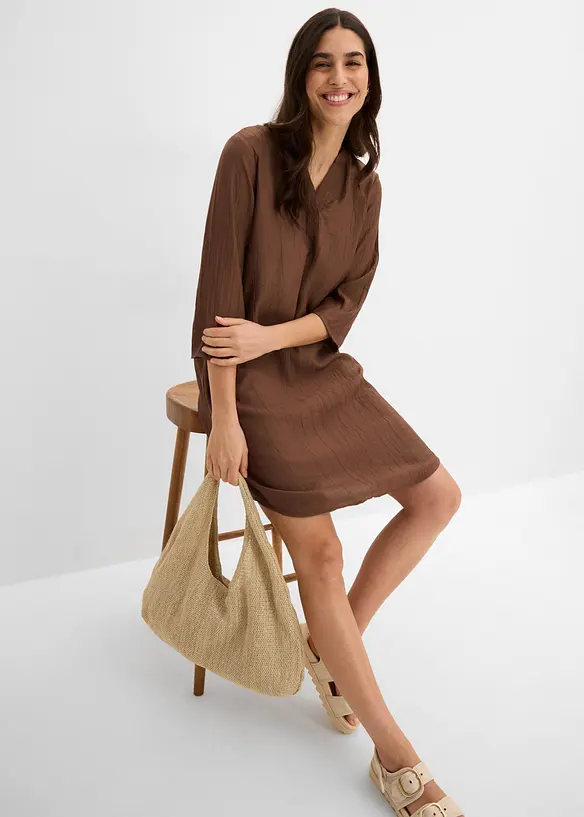 Robe-tunique textur&eacute;e en viscose majoritaire, bonprix