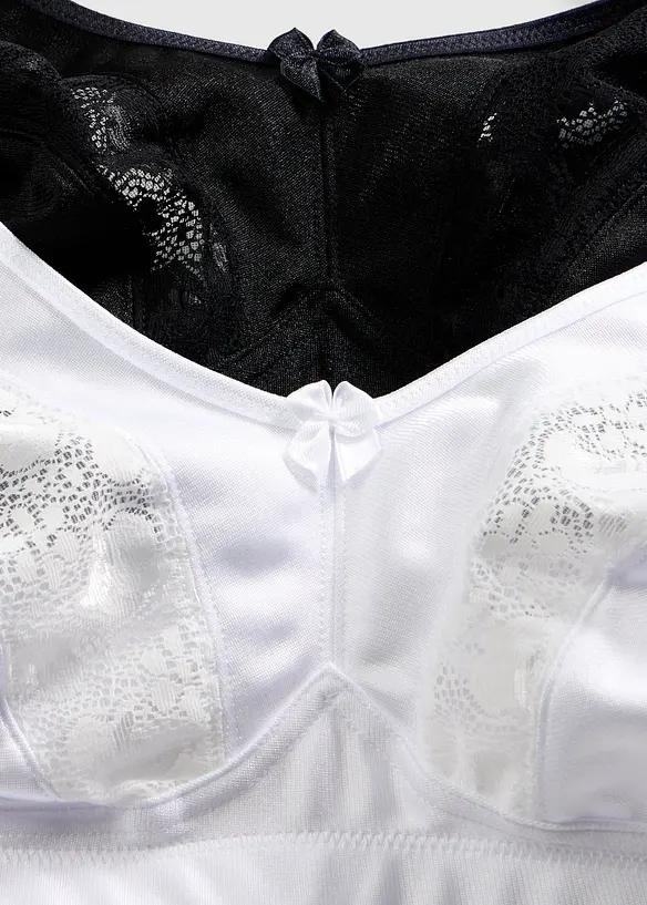 Lot de 2 soutiens-gorge grand maintien sans armatures, bretelles rembourr&eacute;es, bonprix