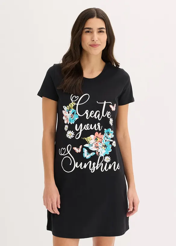 Lot de 2 chemises de nuit courtes 100% coton, bonprix