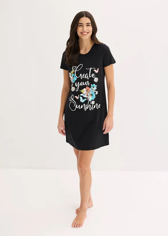 Lot de 2 chemises de nuit courtes 100% coton, bonprix