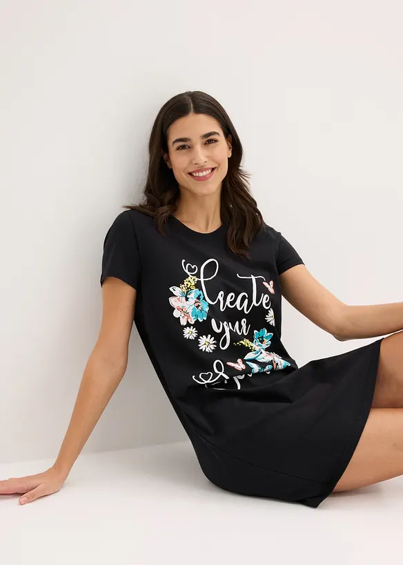 Lot de 2 chemises de nuit courtes 100% coton, bonprix