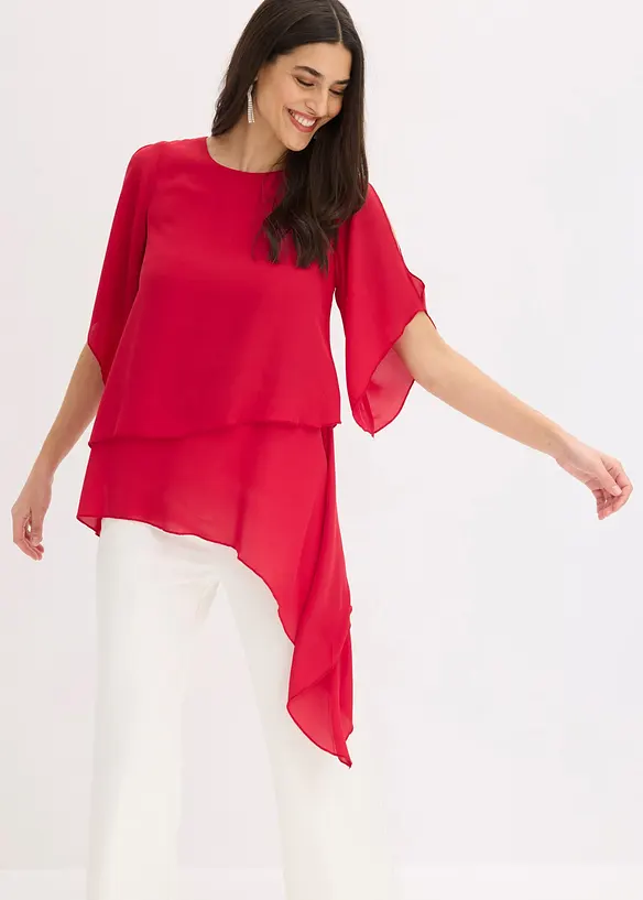 Blouse &agrave; pans, look superpos&eacute;, bonprix