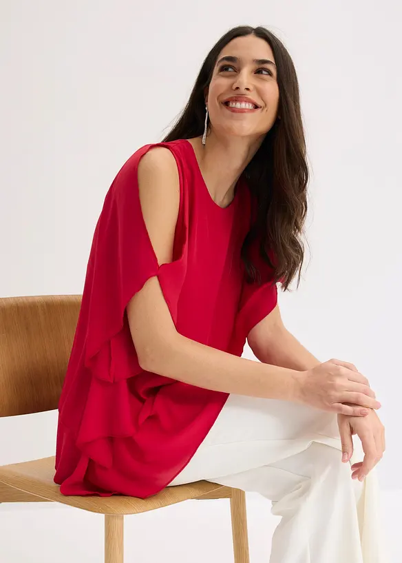 Blouse &agrave; pans, look superpos&eacute;, bonprix