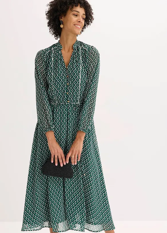 Robe en mousseline &agrave; passepoils contrastants, bonprix