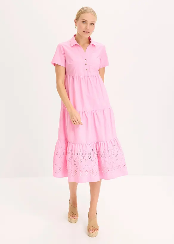 Tunika-Kleid aus reiner Baumwolle mit Lochstickerei, bonprix