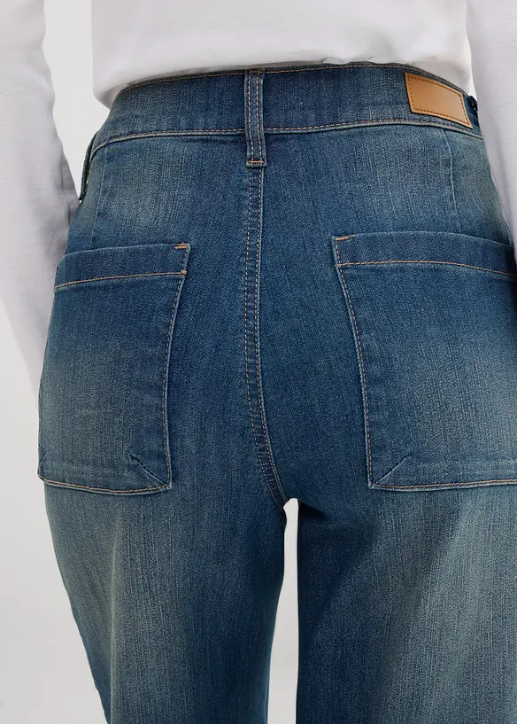 Jean large, taille haute, raccourci, bonprix