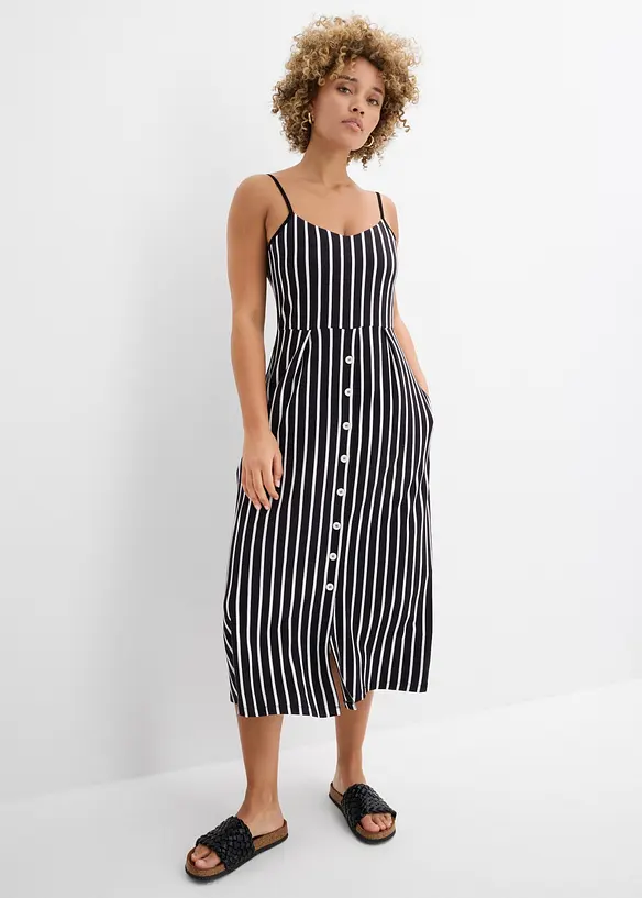 Sommerliches Jerseykleid mit Knopfleiste und Streifen, bonprix