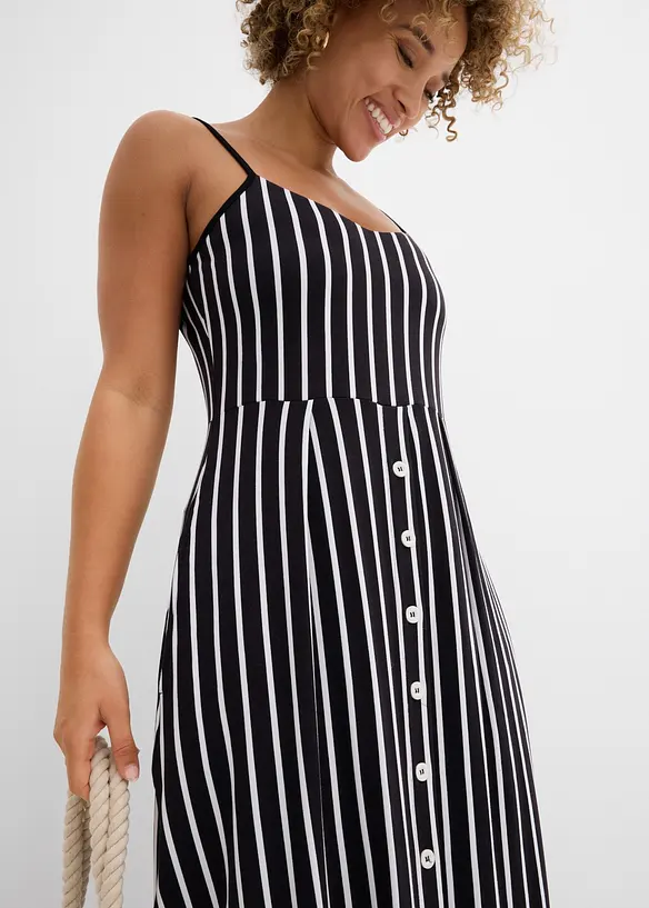 Sommerliches Jerseykleid mit Knopfleiste und Streifen, bonprix