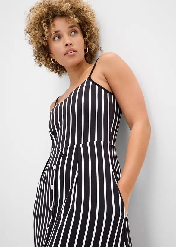 Sommerliches Jerseykleid mit Knopfleiste und Streifen, bonprix