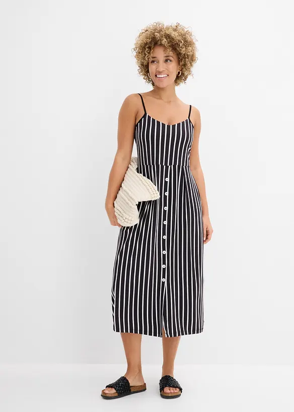 Sommerliches Jerseykleid mit Knopfleiste und Streifen, bonprix
