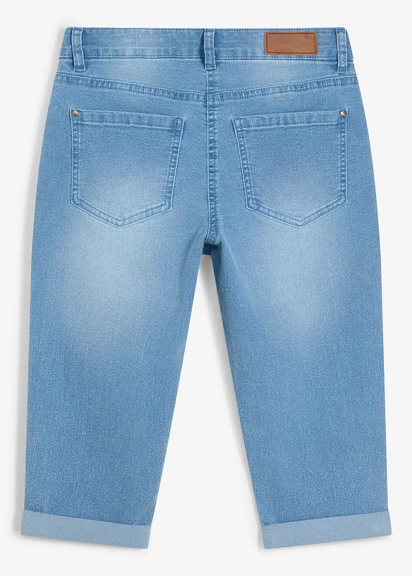 Capri Jeans Mid Waist mit verstellbarem Bund, bonprix