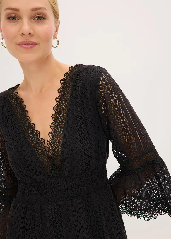 Robe longue aspect crochet, bonprix