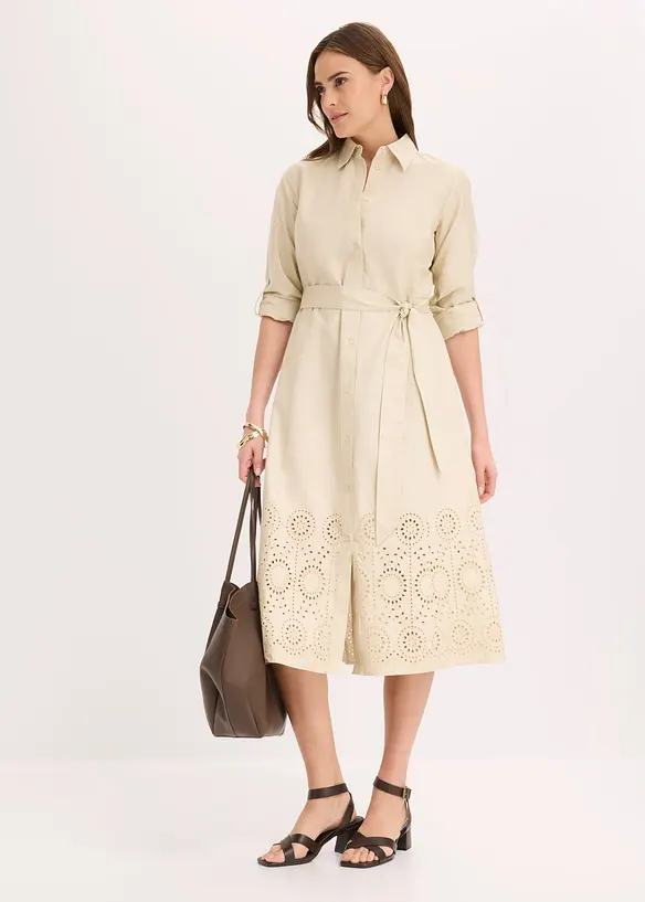 Robe-chemise avec broderies anglaises, bonprix