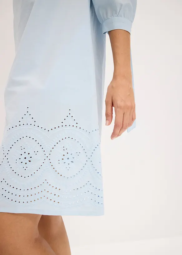 Robe col Bardot 100% coton avec broderies anglaises, bonprix