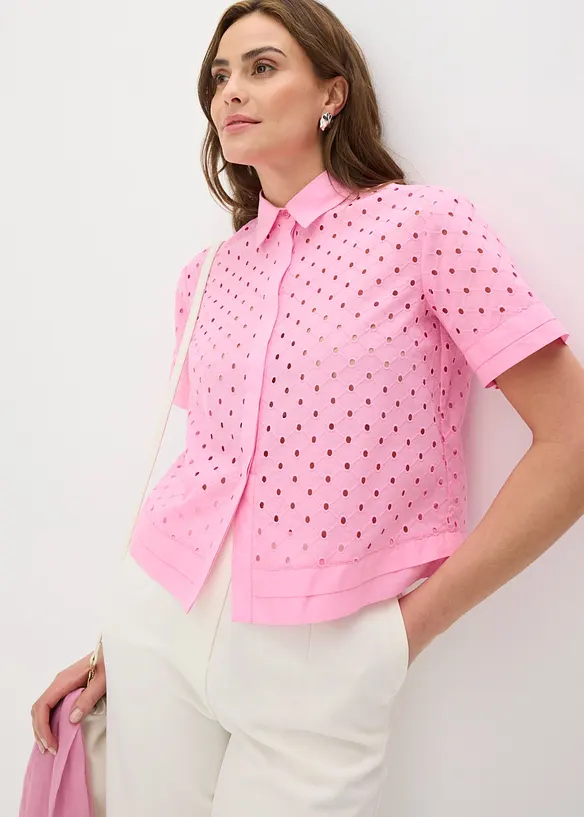 Chemisier &agrave; broderies anglaises, bonprix