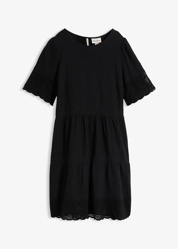 Robe en gaze de coton &agrave; broderies anglaises, bonprix
