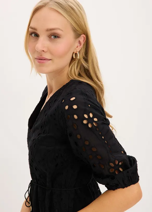 Robe midi en broderie anglaise 100% coton, bonprix