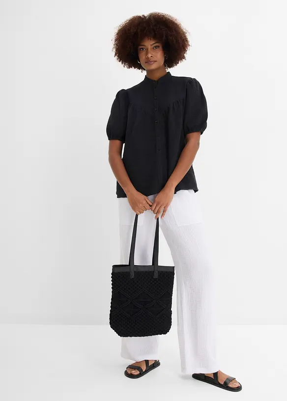 Chemisier manches courtes en gaze de coton, bonprix