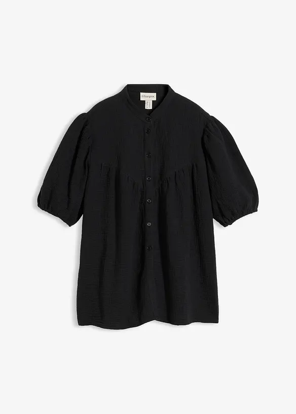 Chemisier manches courtes en gaze de coton, bonprix