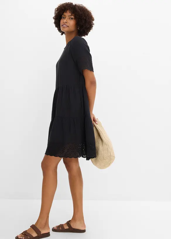Robe en gaze de coton &agrave; broderies anglaises, bonprix