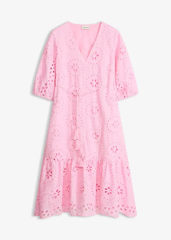 Midikleid aus reiner Baumwolle mit Lochstickerei, bonprix