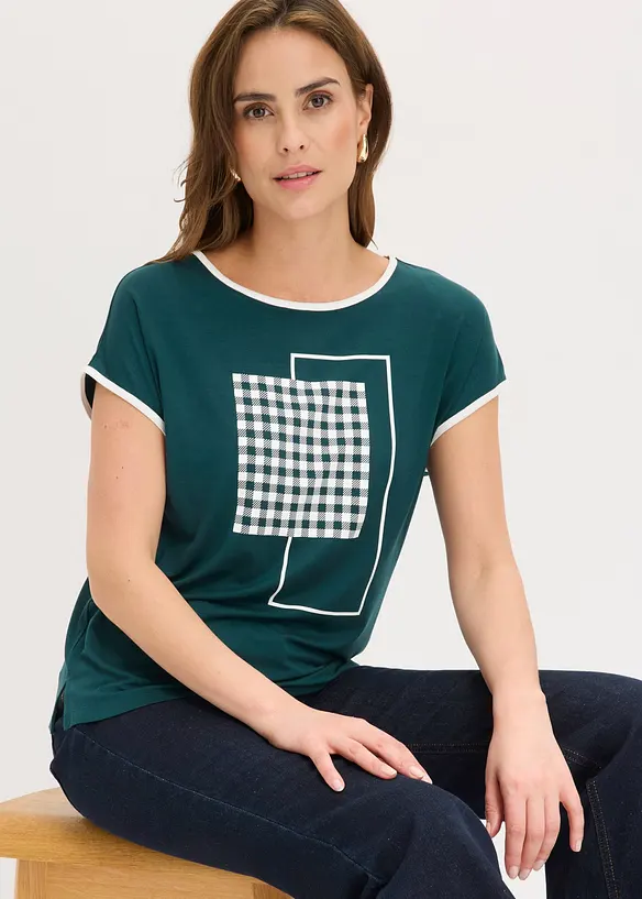 Shirt mit Kontrast Piping, bonprix