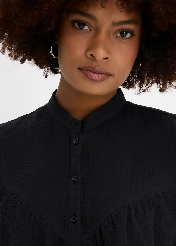 Chemisier manches courtes en gaze de coton, bonprix