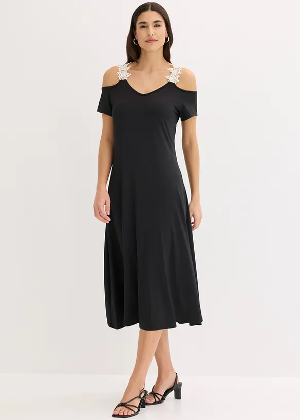 Jerseykleid mit H&auml;kelspitze, bonprix