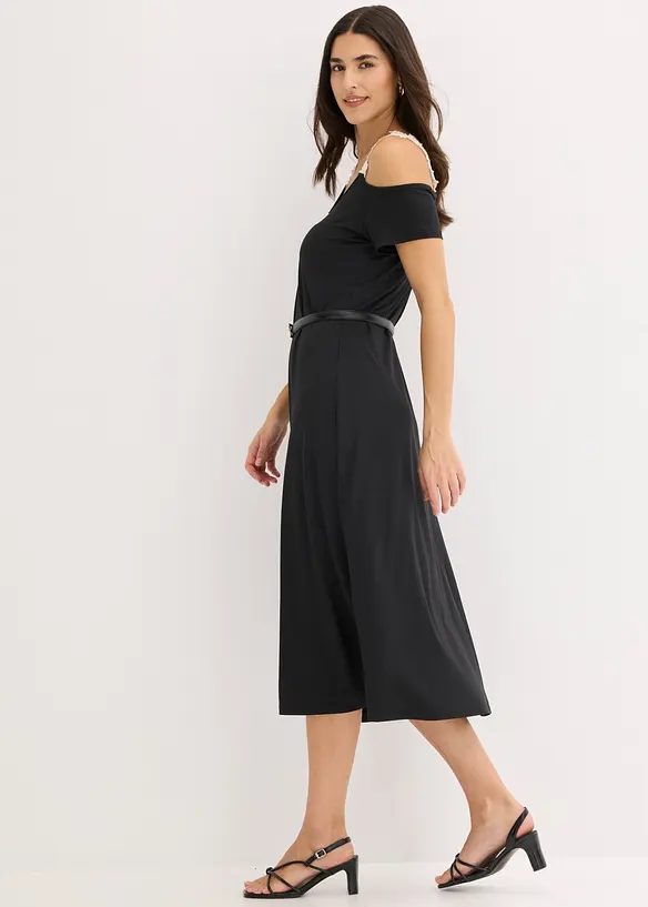 Jerseykleid mit H&auml;kelspitze, bonprix