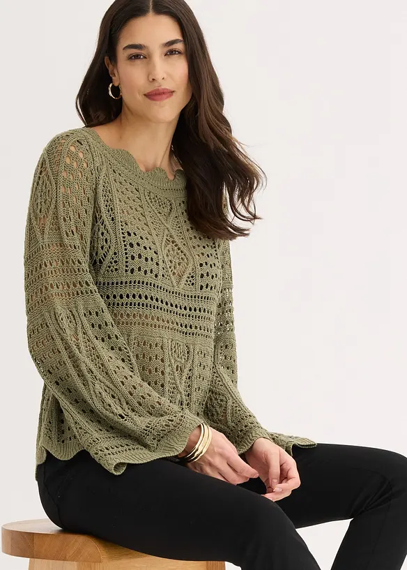T-shirt en maille ajour&eacute;e, bonprix