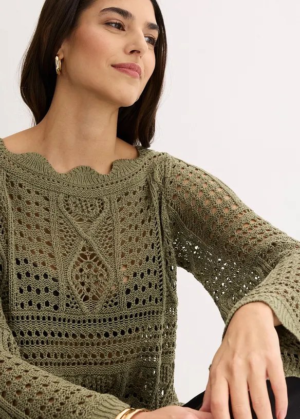 T-shirt en maille ajour&eacute;e, bonprix