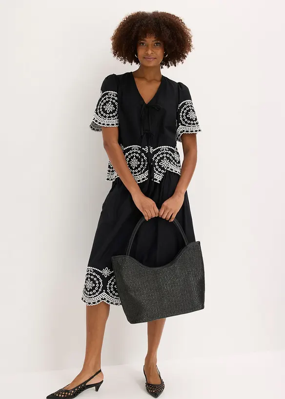 Blouse en broderie anglaise 100% coton, bonprix